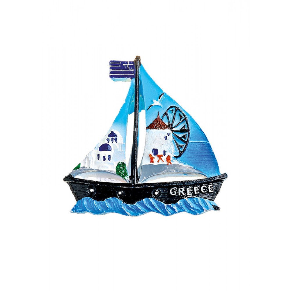 ΜΑΓΝΗΤΑΚΙ ΚΑΡΑΒΙ ΑΝΕΜΟΜΥΛΟΣ ''GREECE''  6x7cm 
