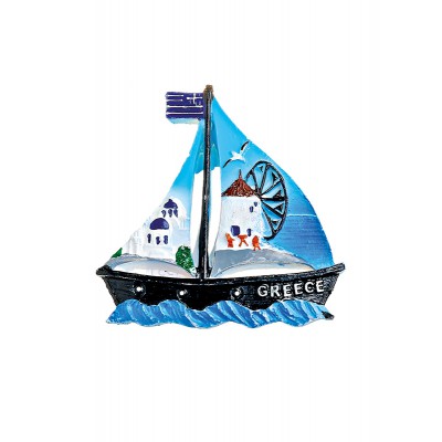ΜΑΓΝΗΤΑΚΙ ΚΑΡΑΒΙ ΑΝΕΜΟΜΥΛΟΣ ''GREECE''  6x7cm