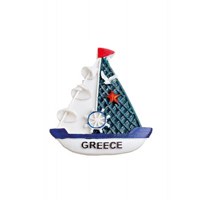 ΜΑΓΝΗΤΑΚΙ ΚΑΡΑΒΑΚΙ ΜΕ ΝΑΥΤΙΚΟ ΤΙΜΟΝΙ ''GREECE'' 6x7cm