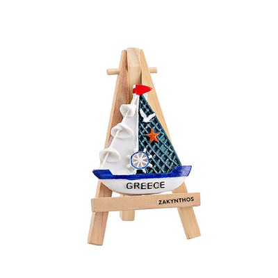 ΜΑΓΝΗΤΑΚΙ ΣΕ ΚΑΒΑΛΕΤΟ ΚΑΡΑΒΑΚΙ ΜΕ ΝΑΥΤΙΚΟ ΤΙΜΟΝΙ ''GREECE'' 12cm