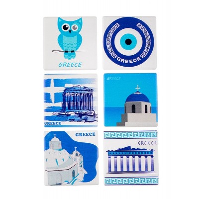 ΜΑΓΝΗΤΑΚΙΑ ΤΕΤΡΑΓΩΝΑ 6 ΣΧΕΔΙΩΝ ''GREECE'' 5.5x5.5cm