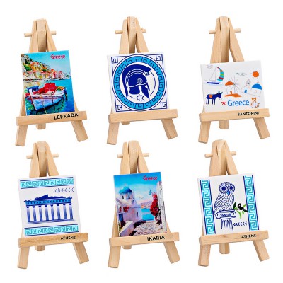 ΜΑΓΝΗΤΑΚΙΑ ΣΕ ΚΑΒΑΛΕΤΟ ΤΕΤΡΑΓΩΝΑ ΚΑΙ ΠΑΡΑΛΛΗΛΟΓΡΑΜΜΑ 6 ΣΧΕΔΙΩΝ ''GREECE'' 12cm