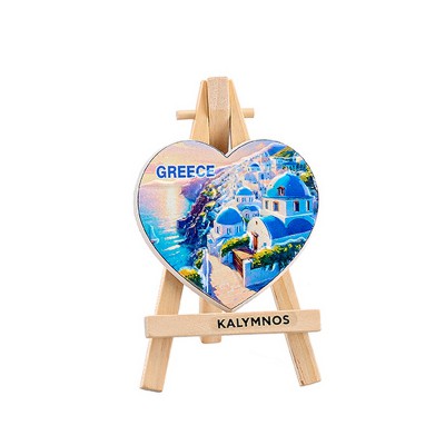 ΜΑΓΝΗΤΑΚΙ ΣΕ ΚΑΒΑΛΕΤΟ ΚΑΡΔΙΑ ΜΕ ΝΗΣΙ ''GREECE'' 12cm