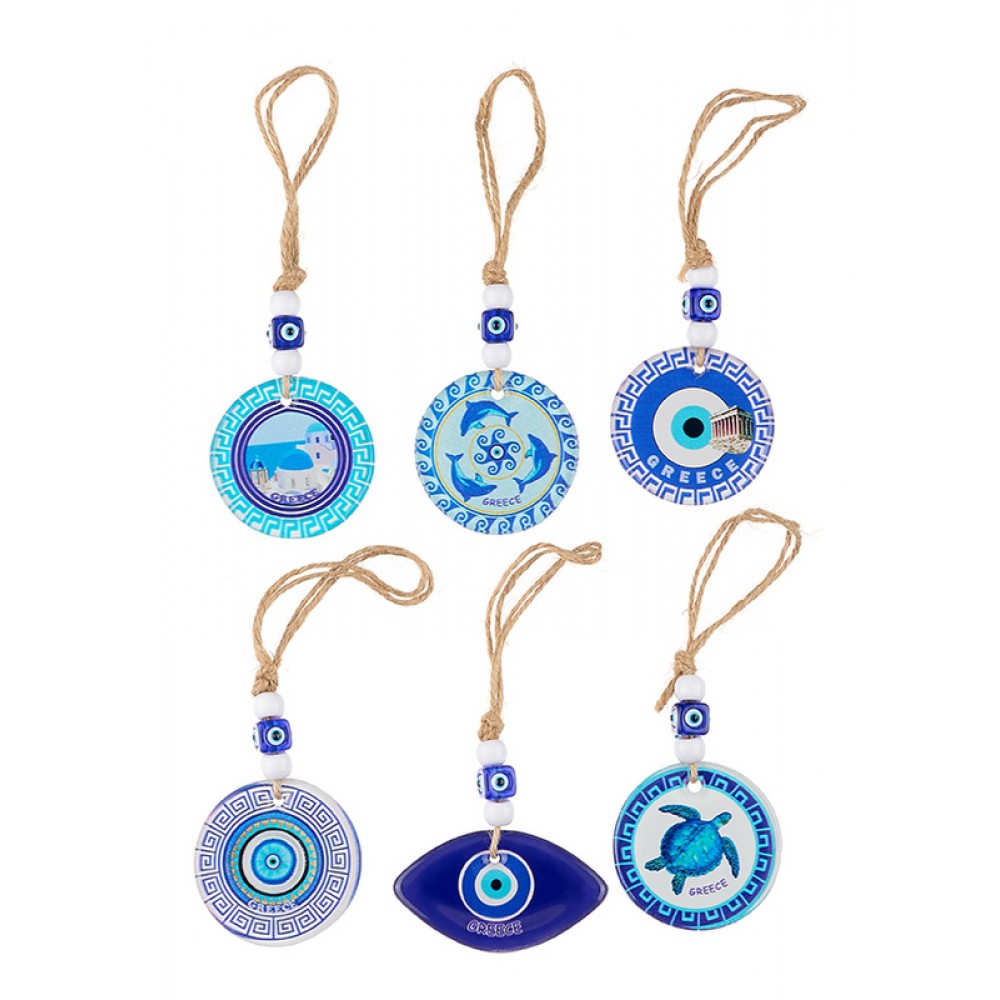 ΚΡΕΜΑΣΤΑ 6 ΣΧΕΔΙΩΝ ΜΕ ΜΑΤΑΚΙΑ ''GREECE'' Φ6x18cm 