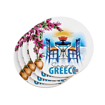 ΣΟΥΒΕΡ ΣΤΡΟΓΓΥΛΑ ΜΕ ΦΕΛΛΟ ΣΕΤ 4 ΤΕΜΑΧΙΩΝ ΒΟΥΚΑΜΒΙΛΙΑ ''SUMMER IN GREECE''  Φ10cm