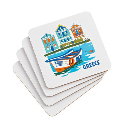 ΣΟΥΒΕΡ ΤΕΤΡΑΓΩΝΑ ΜΕ ΦΕΛΛΟ ΣΕΤ 4 ΤΕΜΑΧΙΩΝ ΒΑΡΚΑ ''GREECE'' 10x10cm