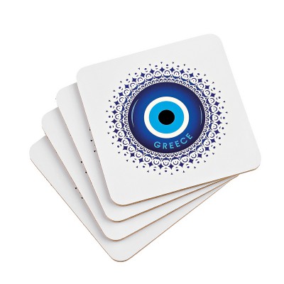 ΣΟΥΒΕΡ ΤΕΤΡΑΓΩΝΑ ΜΕ ΦΕΛΛΟ ΣΕΤ 4 ΤΕΜΑΧΙΩΝ ΜΑΤΙ ''GREECE'' 10x10cm