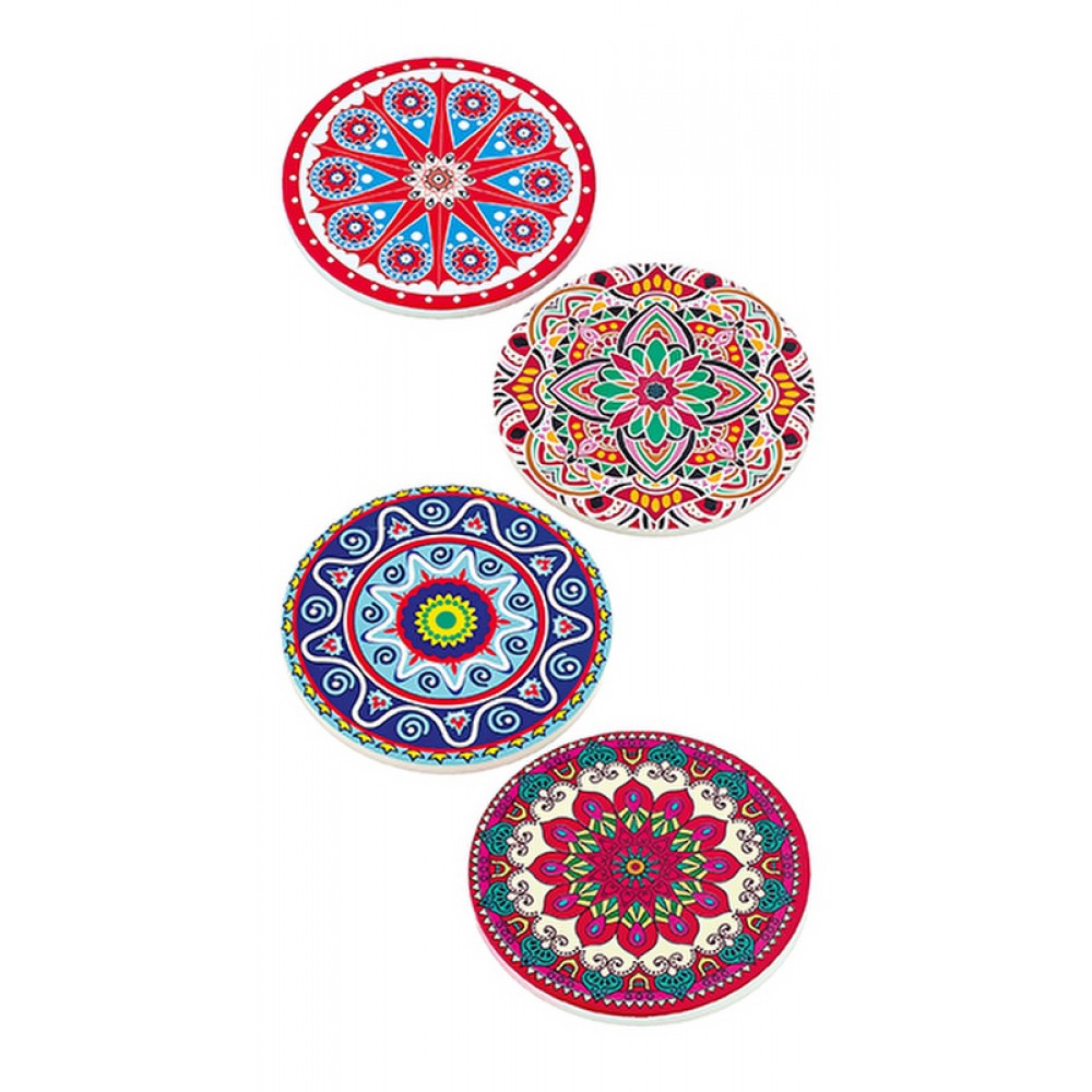 ΣΟΥΒΕΡ ΚΕΡΑΜΙΚΟ ΠΟΛΥΧΡΩΜΟ MANDALA 4 ΣΧΕΔΙΩΝ Φ10.3cm 