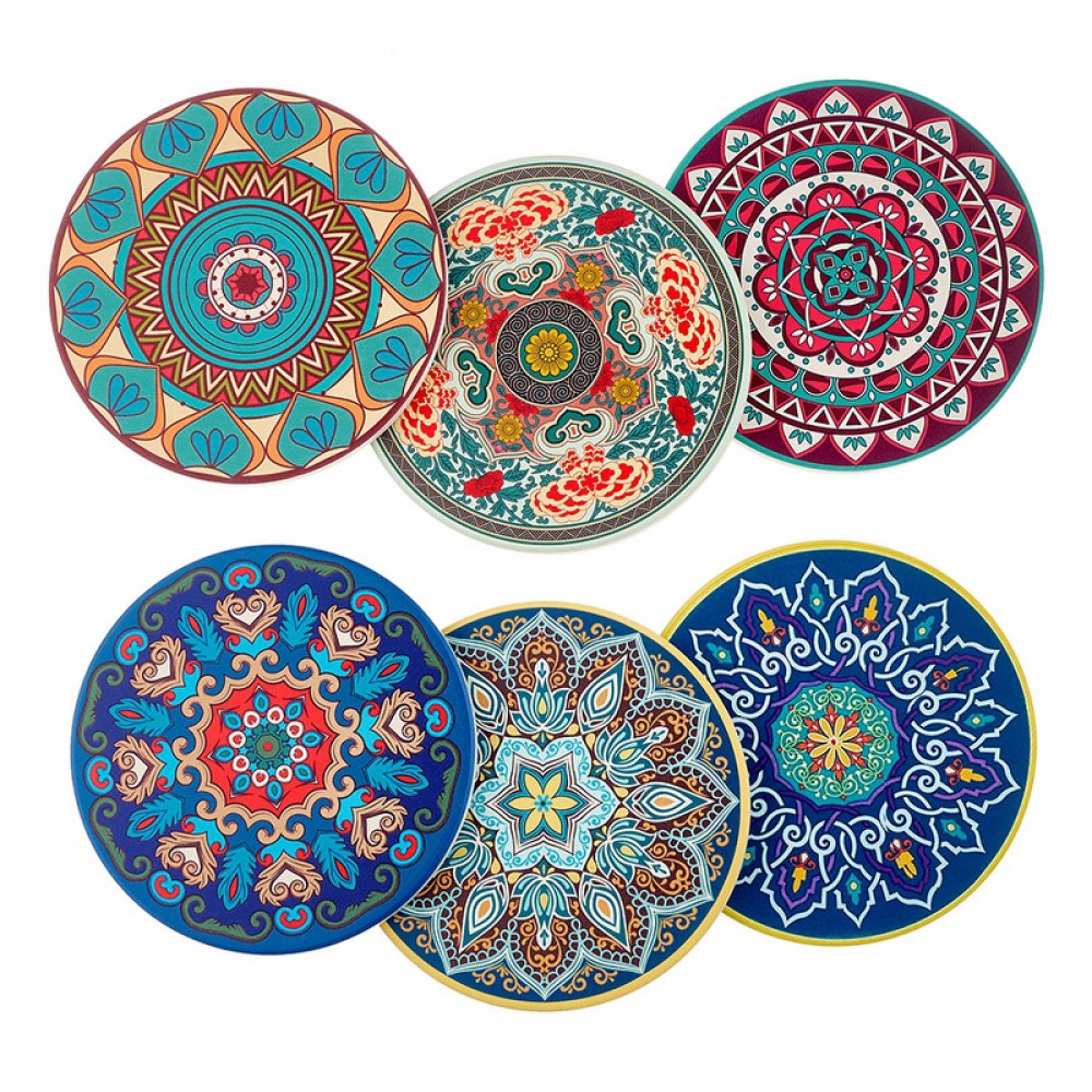 ΣΟΥΒΕΡ ΚΕΡΑΜΙΚΟ MANDALA ΠΟΛΥΧΡΩΜΟ 6 ΣΧΕΔΙΩΝ ΜΕ ΦΕΛΛΟ Φ10cm 