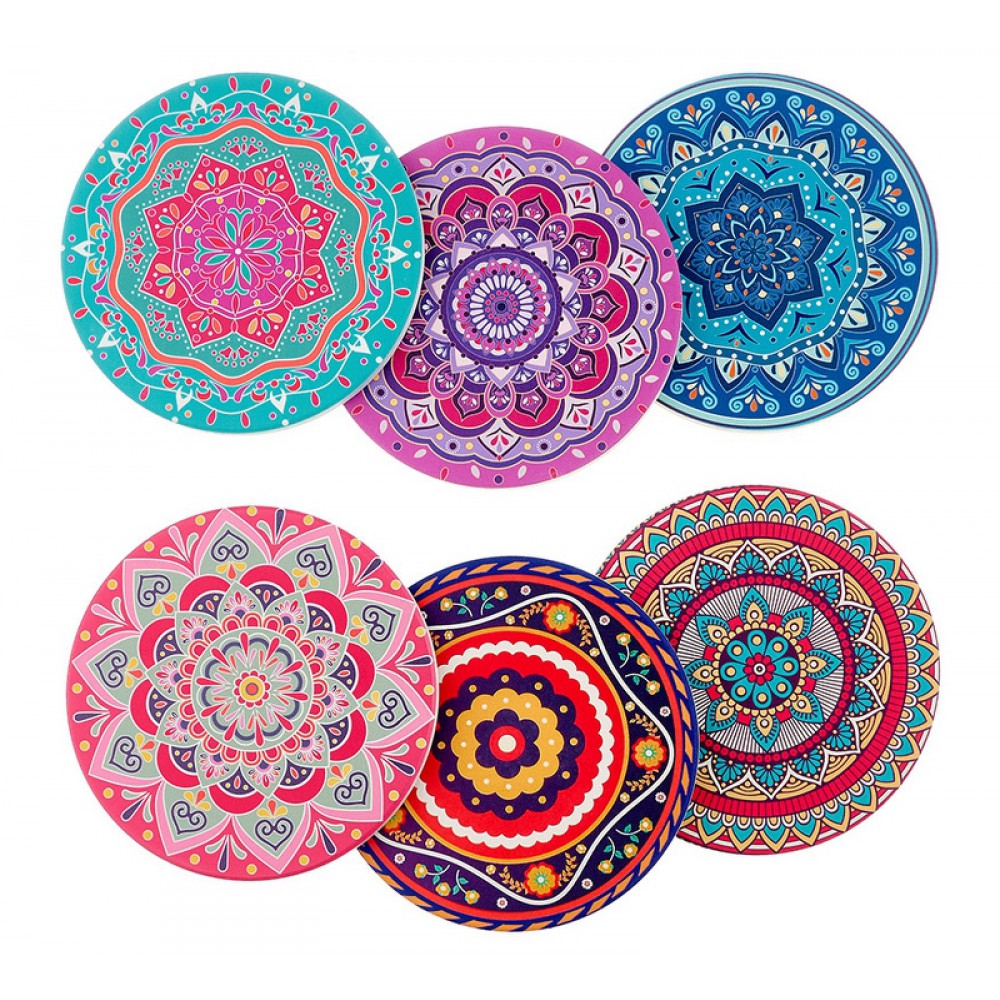 ΣΟΥΒΕΡ ΚΕΡΑΜΙΚΟ MANDALA ΠΟΛΥΧΡΩΜΟ 6 ΣΧΕΔΙΩΝ ΜΕ ΦΕΛΛΟ Φ10cm 