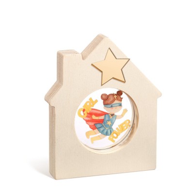 Ξύλινο Διακοσμητικό Σπιτάκι με Plexi