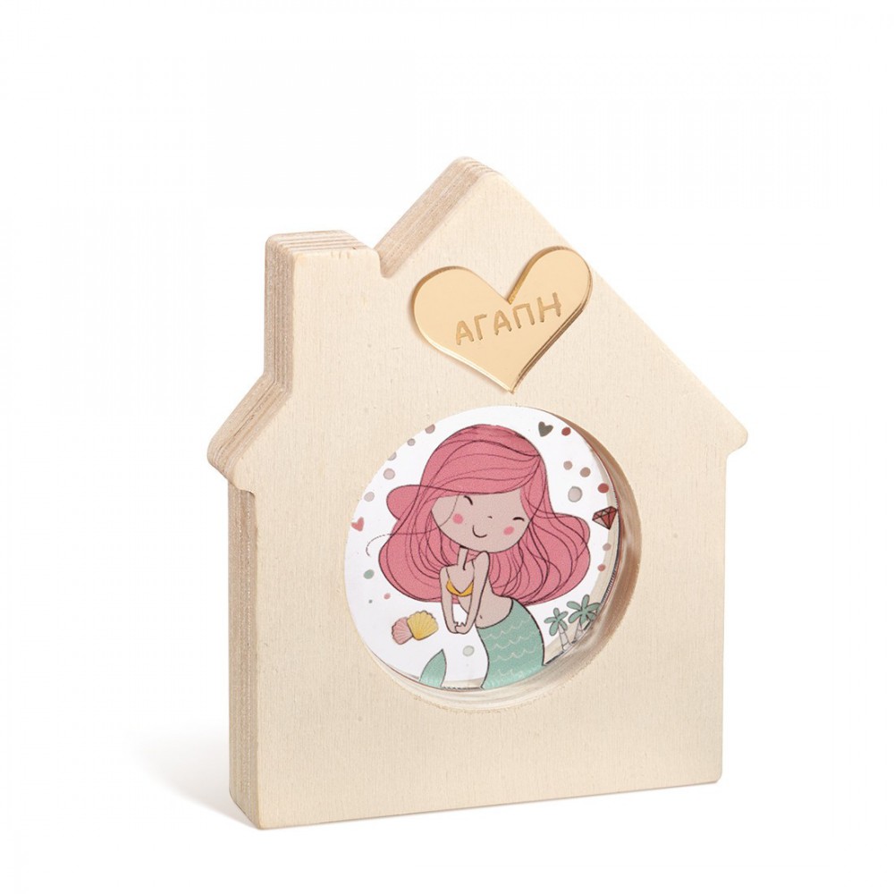 Ξύλινο Διακοσμητικό Σπιτάκι με Plexi 