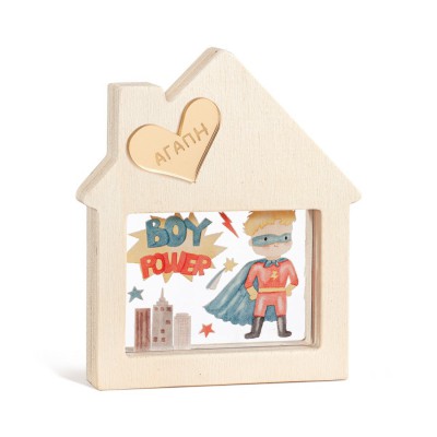 Ξύλινο Διακοσμητικό Σπιτάκι με Plexi