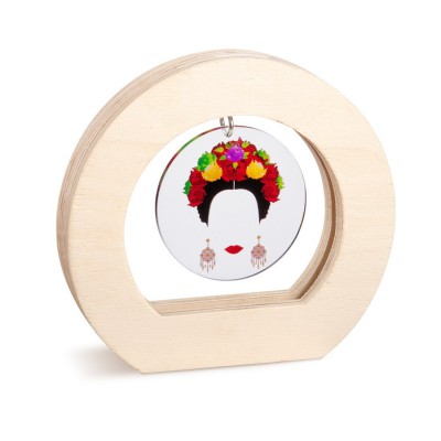 Ξύλινο Οβάλ Καδράκι με Plexi