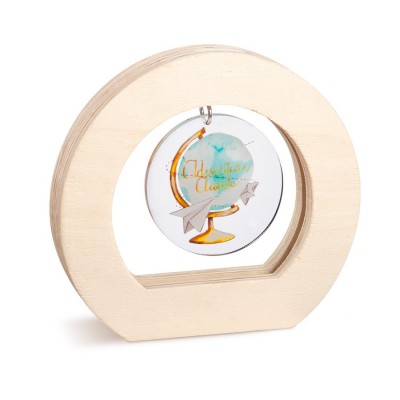 Ξύλινο Οβάλ Καδράκι με Plexi