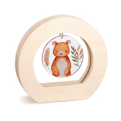 Ξύλινο Οβάλ Καδράκι με Plexi