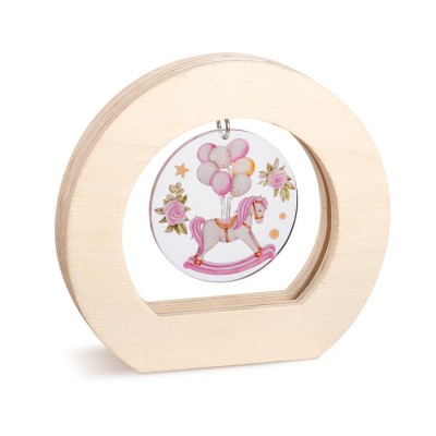 Ξύλινο Οβάλ Καδράκι με Plexi