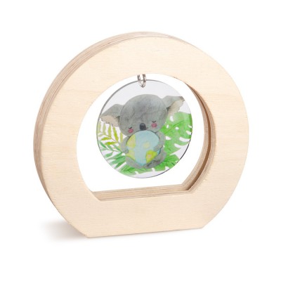 Ξύλινο Οβάλ Καδράκι με Plexi