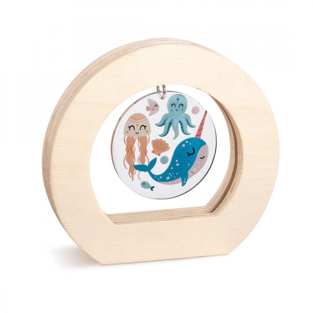 Ξύλινο Οβάλ Καδράκι με Plexi 