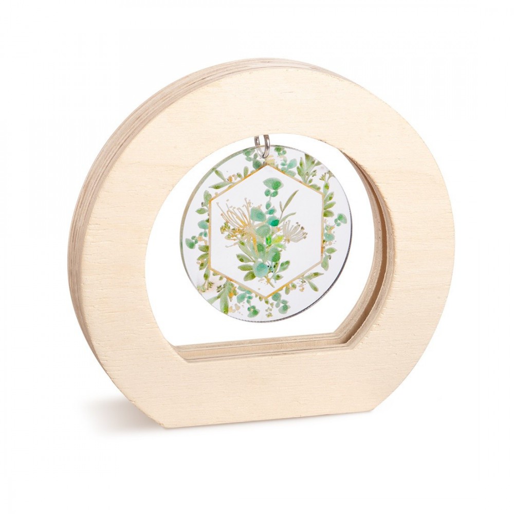 Ξύλινο Οβάλ Καδράκι με Plexi 