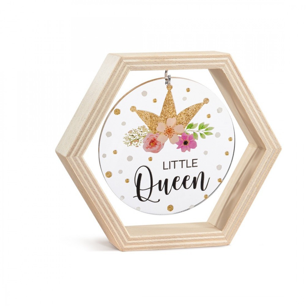 Ξύλινο Εξάγωνο Καδράκι με Plexi 