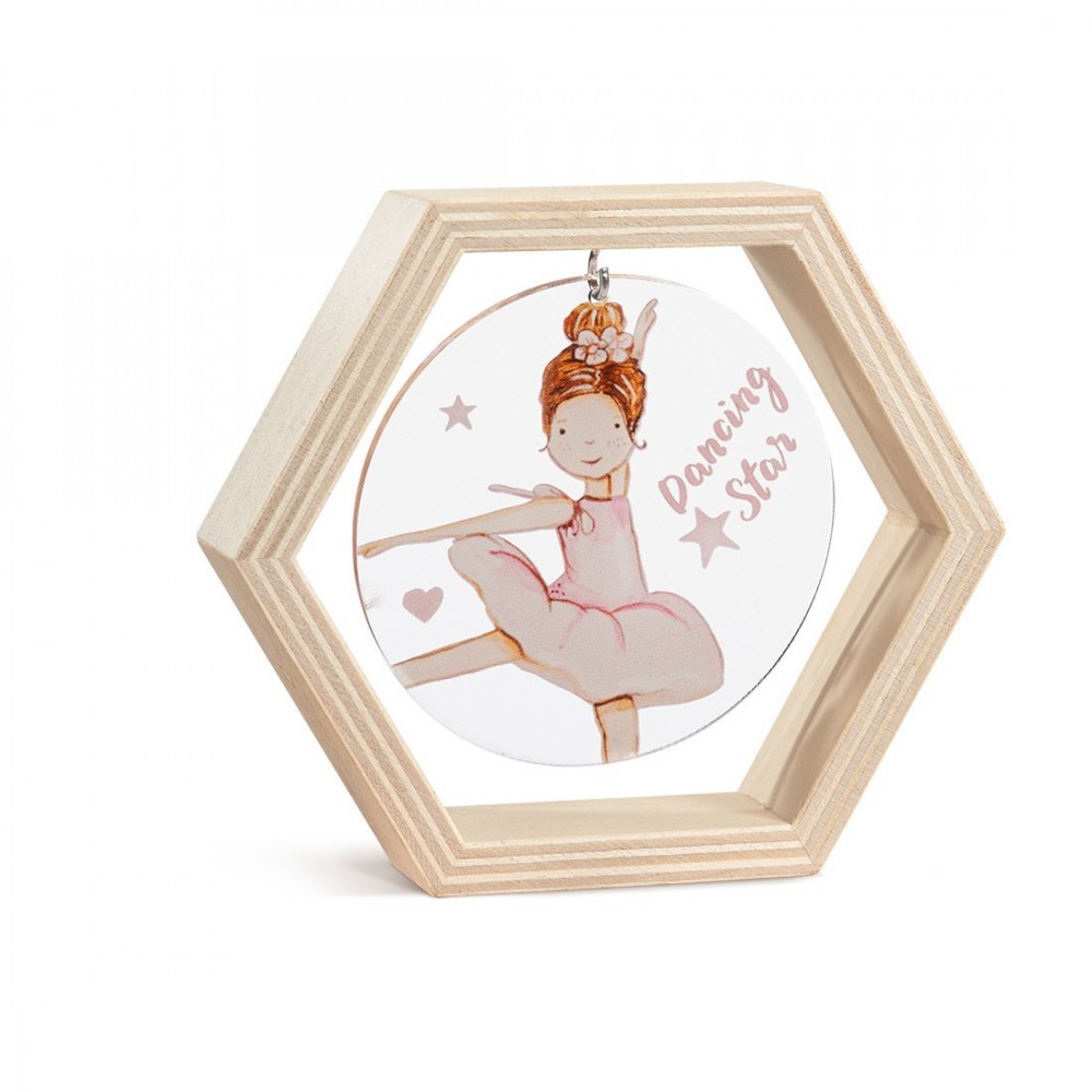 Ξύλινο Εξάγωνο Καδράκι με Plexi 