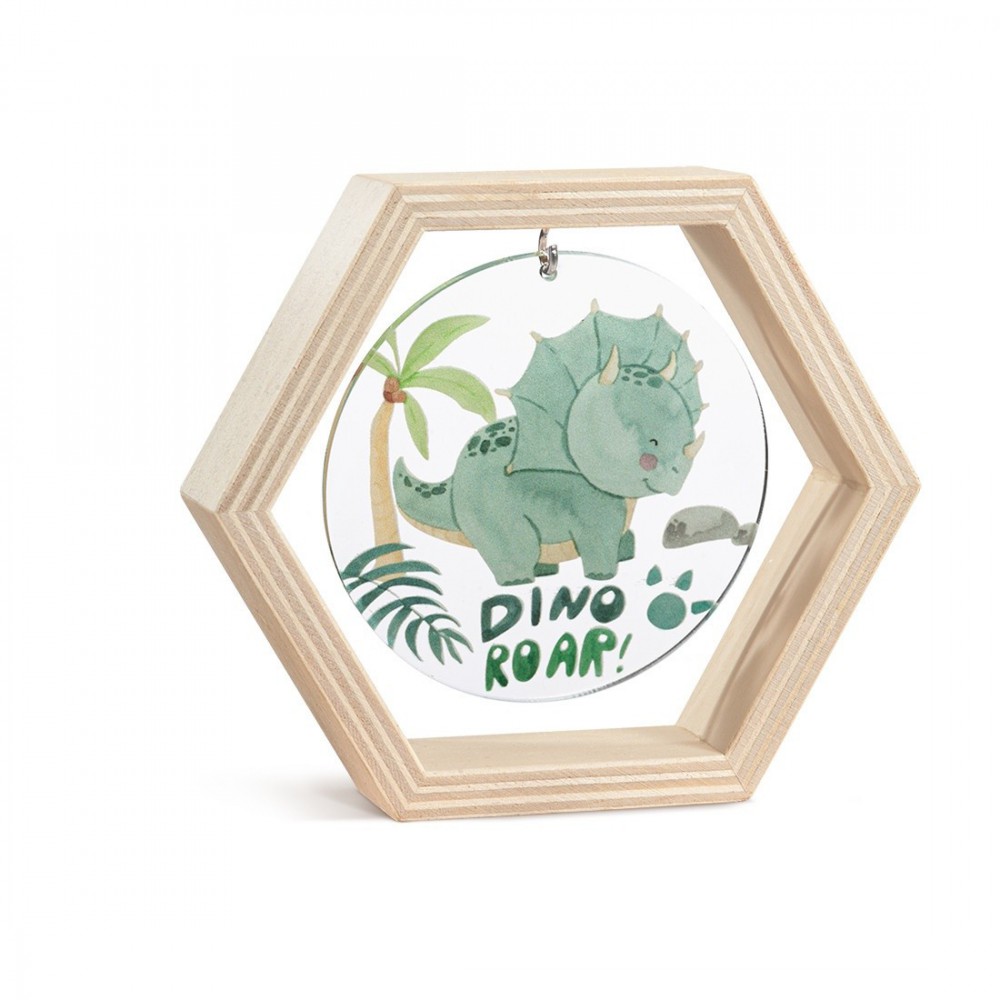 Ξύλινο Εξάγωνο Καδράκι με Plexi 