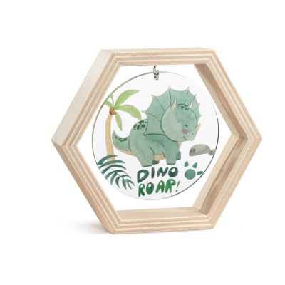 Ξύλινο Εξάγωνο Καδράκι με Plexi