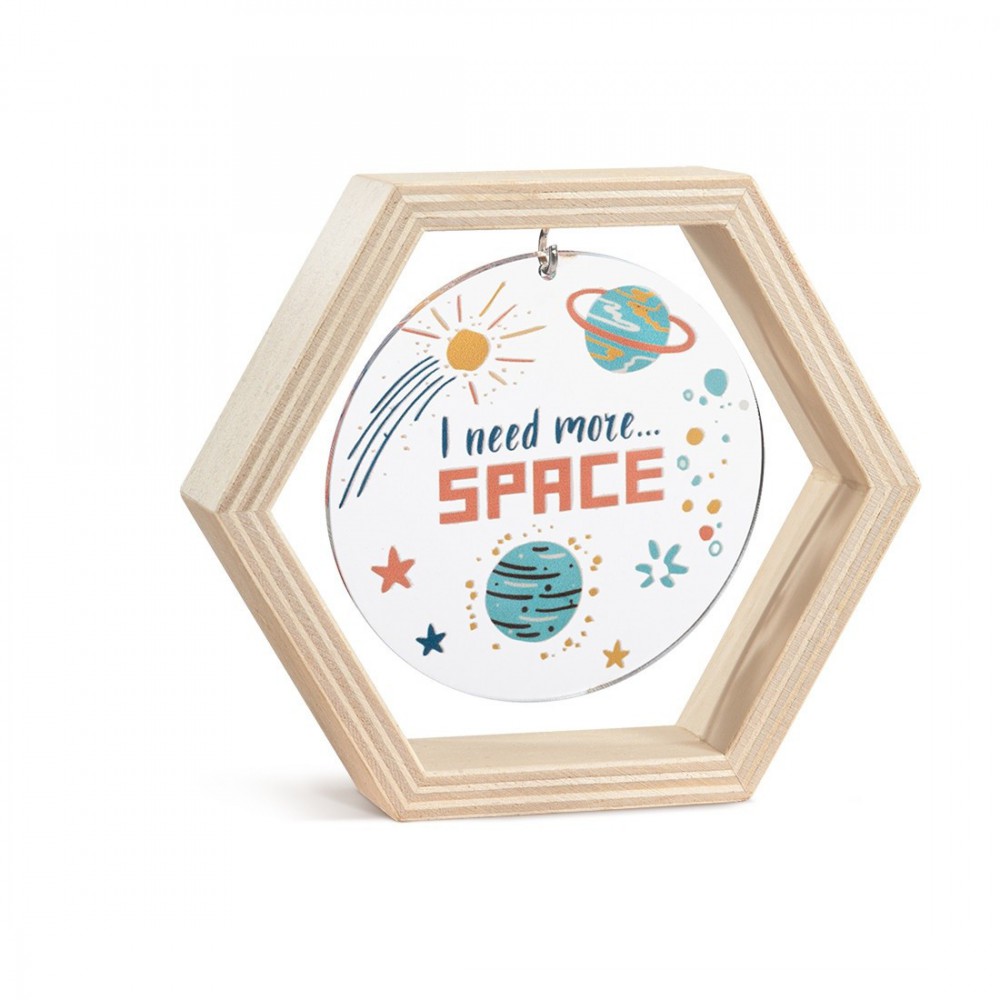 Ξύλινο Εξάγωνο Καδράκι με Plexi 