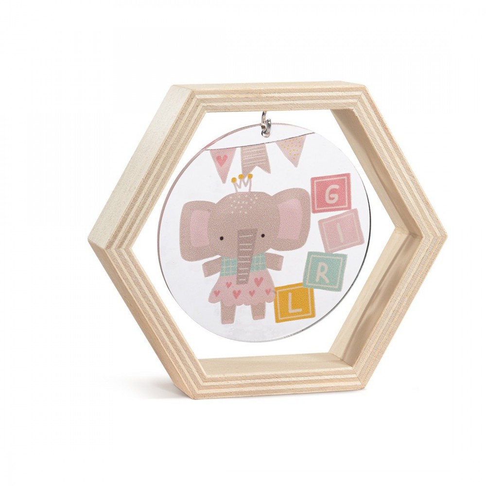 Ξύλινο Εξάγωνο Καδράκι με Plexi 