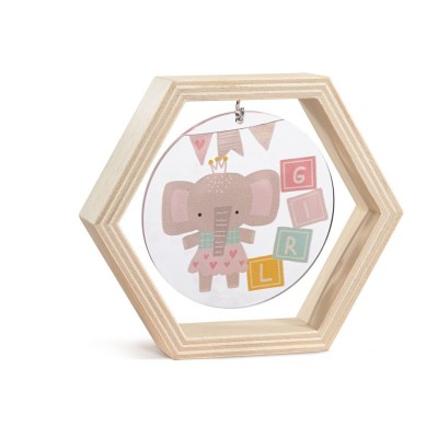 Ξύλινο Εξάγωνο Καδράκι με Plexi