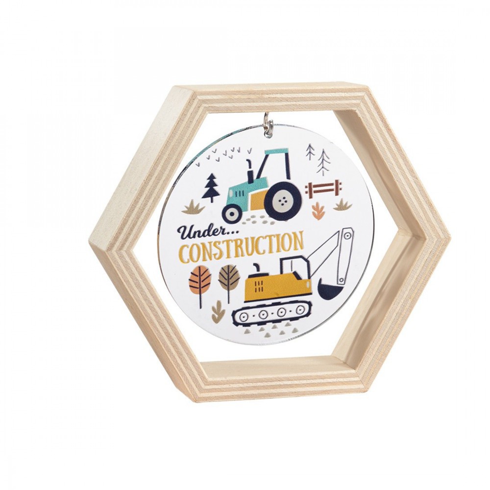 Ξύλινο Εξάγωνο Καδράκι με Plexi 