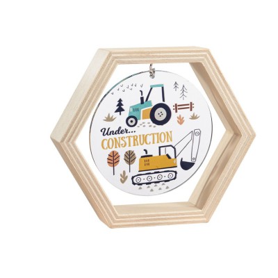 Ξύλινο Εξάγωνο Καδράκι με Plexi