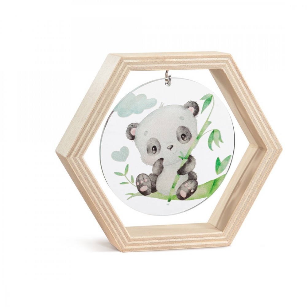 Ξύλινο Εξάγωνο Καδράκι με Plexi 