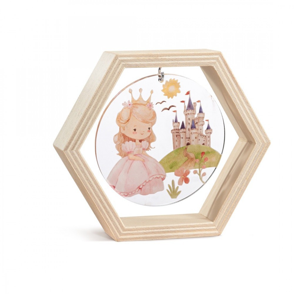 Ξύλινο Εξάγωνο Καδράκι με Plexi 