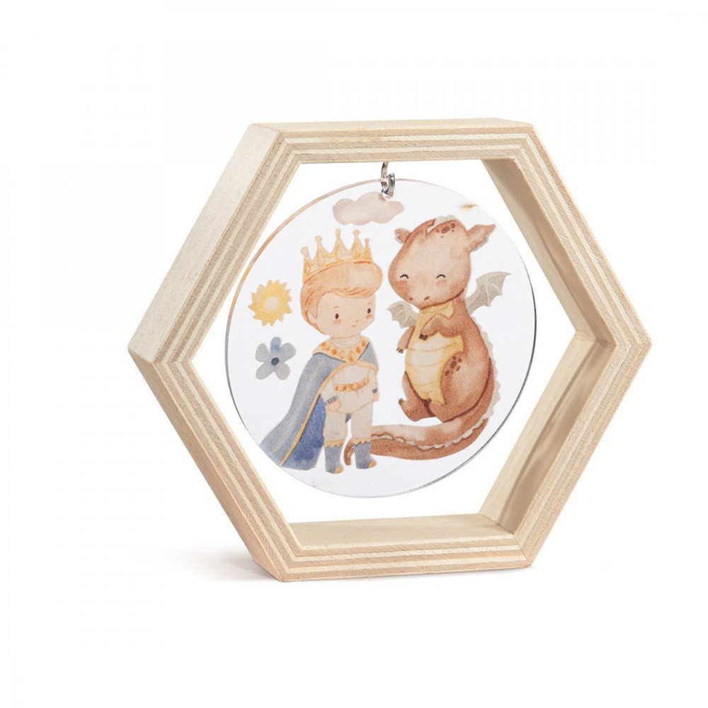 Ξύλινο Εξάγωνο Καδράκι με Plexi 