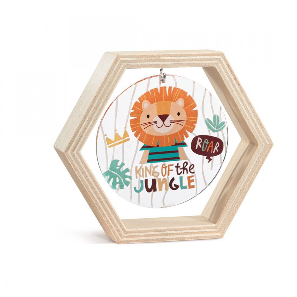 Ξύλινο Εξάγωνο Καδράκι με Plexi 