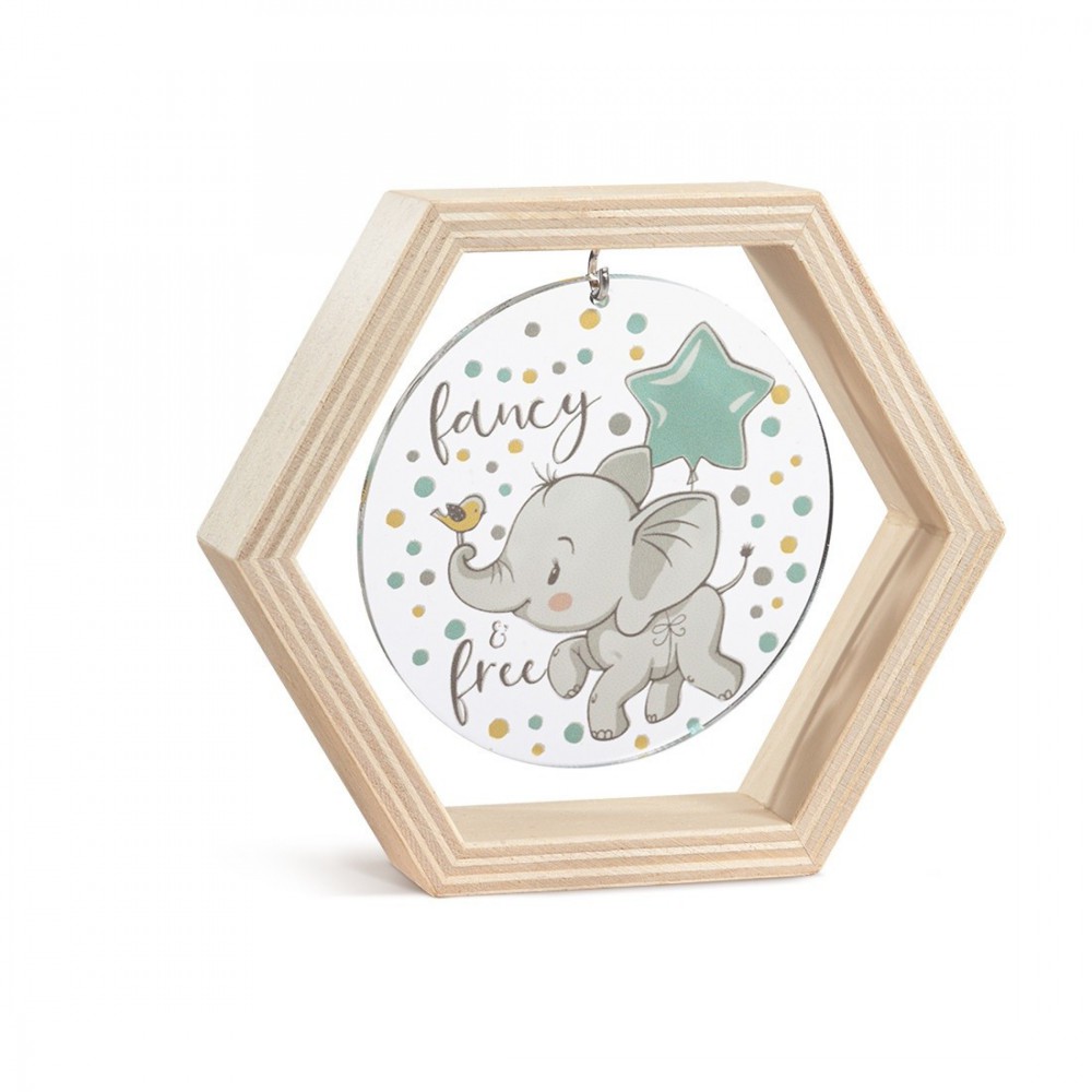 Ξύλινο Εξάγωνο Καδράκι με Plexi 