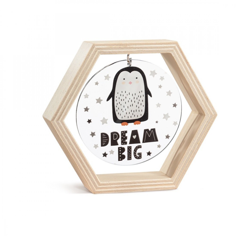 Ξύλινο Εξάγωνο Καδράκι με Plexi 