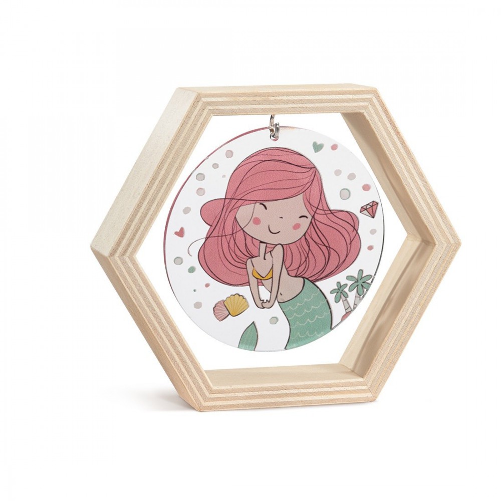 Ξύλινο Εξάγωνο Καδράκι με Plexi 