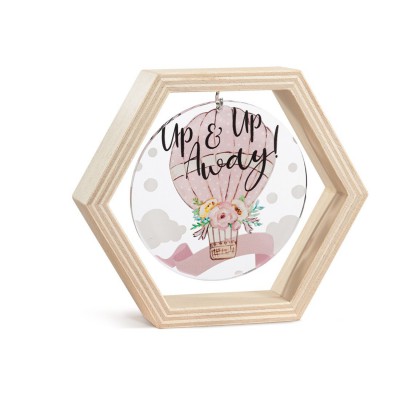 Ξύλινο Εξάγωνο Καδράκι με Plexi