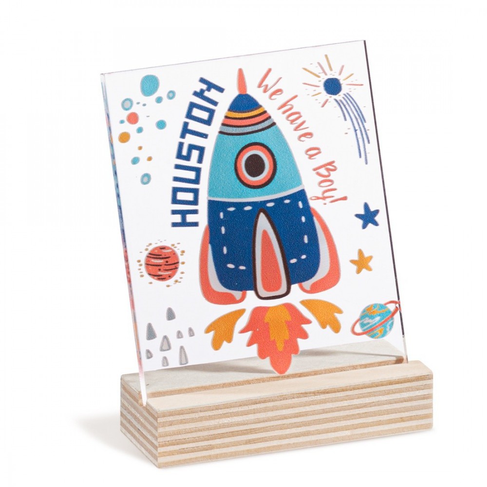 Ξύλινη βάση με καδράκι Plexi 