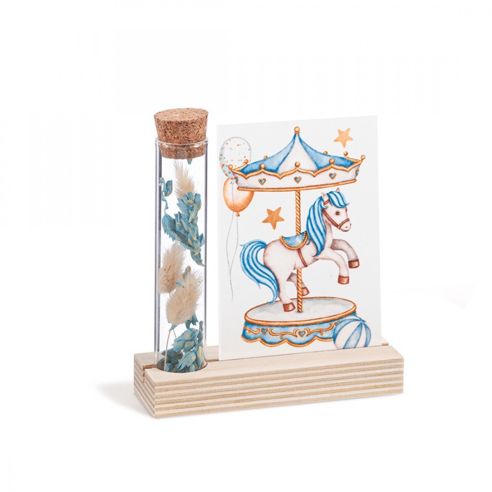 Ξύλινη βάση με καδράκι Plexi & γυάλινο σωλήνα 