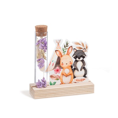 Ξύλινη βάση με καδράκι Plexi & γυάλινο σωλήνα