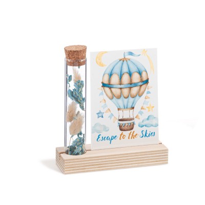 Ξύλινη βάση με καδράκι Plexi & γυάλινο σωλήνα