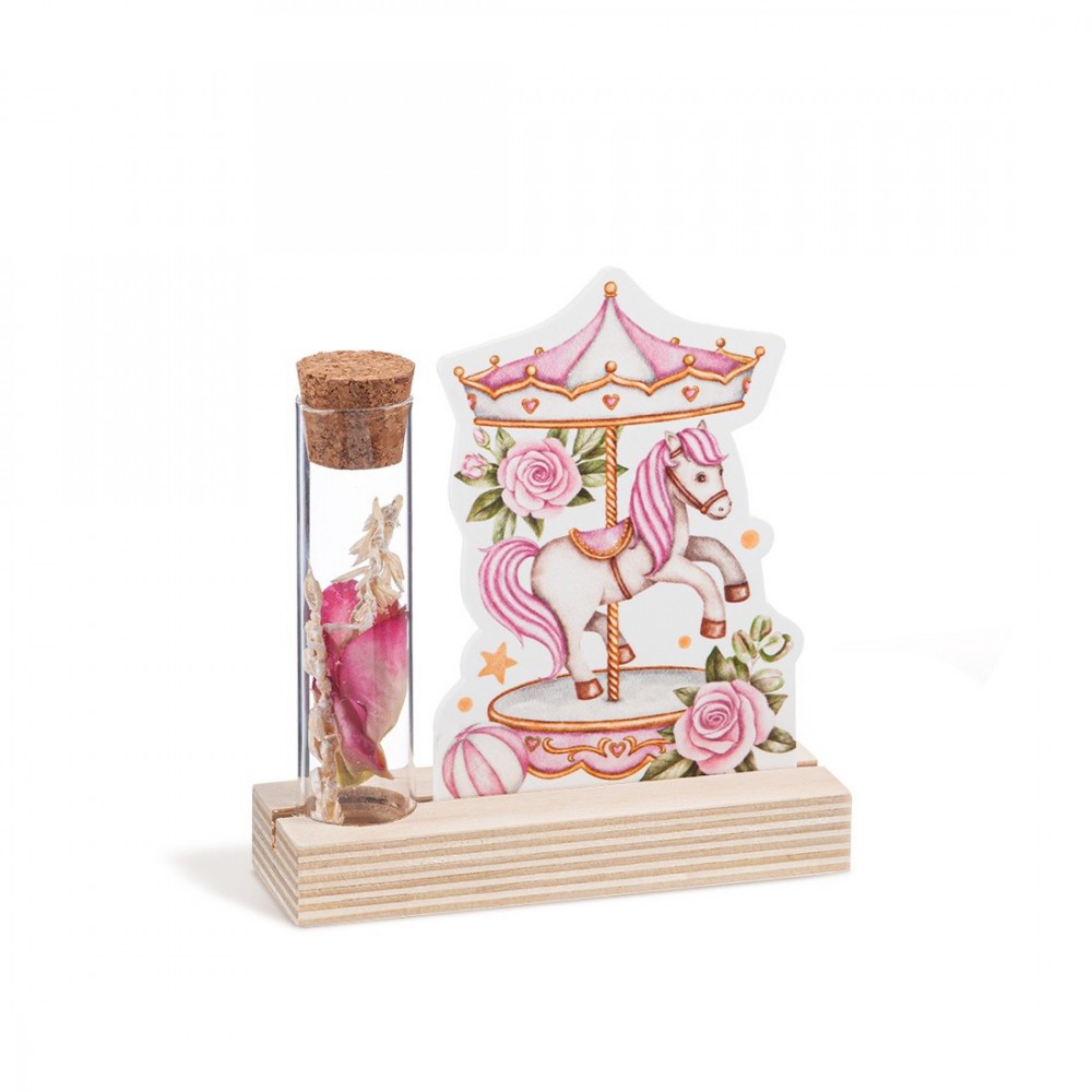 Ξύλινη βάση με καδράκι Plexi & γυάλινο σωλήνα 