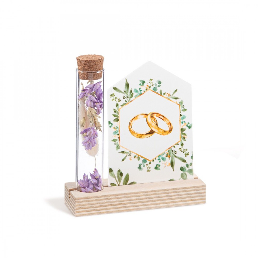 Ξύλινη βάση με καδράκι Plexi & γυάλινο σωλήνα 