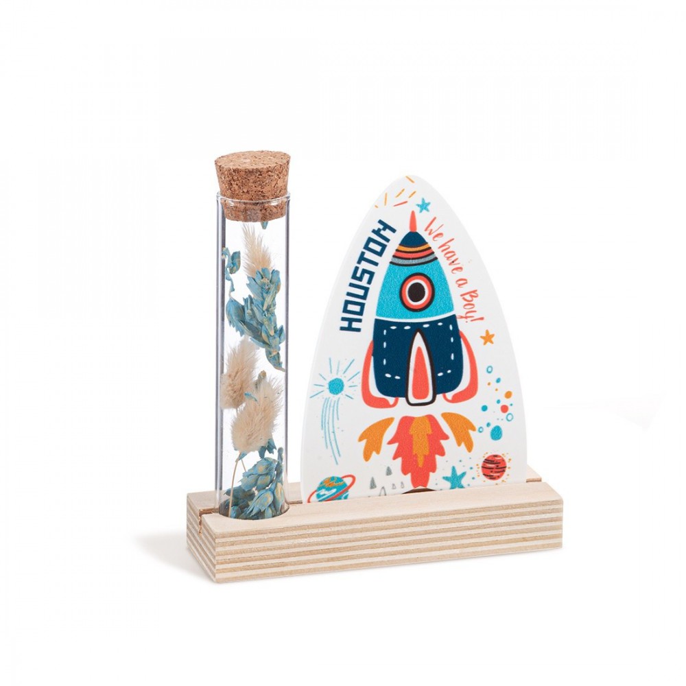 Ξύλινη βάση με καδράκι Plexi & γυάλινο σωλήνα 