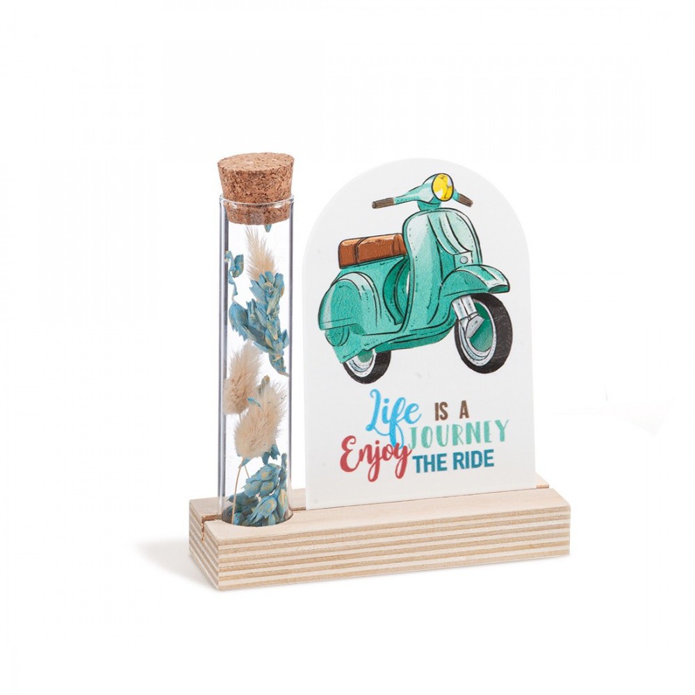 Ξύλινη βάση με καδράκι Plexi & γυάλινο σωλήνα 