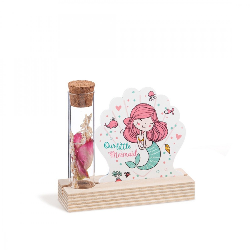 Ξύλινη βάση με καδράκι Plexi & γυάλινο σωλήνα 